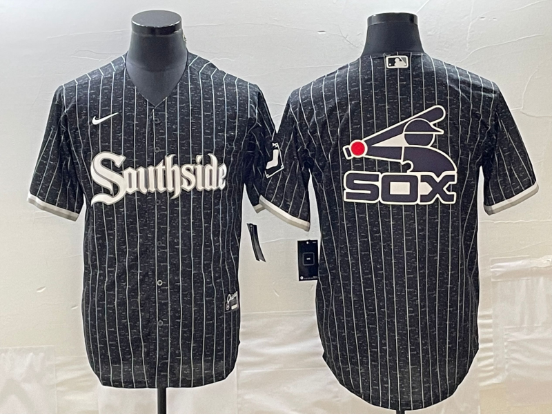 Men's Chicago White Sox Black Team Big Logo Cool Base Stitched Jersey Men's Chicago White Sox Black Team Big Logo Cool Base Stitched Jersey